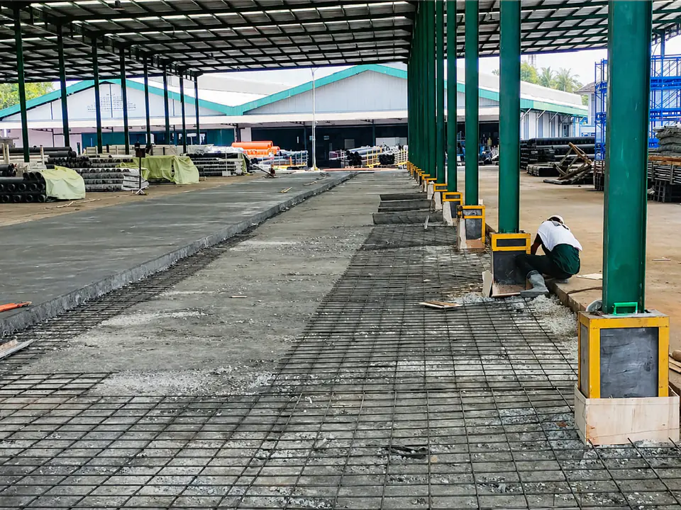 Wiremesh Halarag sebagai tulangan lantai beton gudang