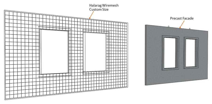 Wiremesh custom Halarag dengan bukaan untuk penulangan panel facade precast