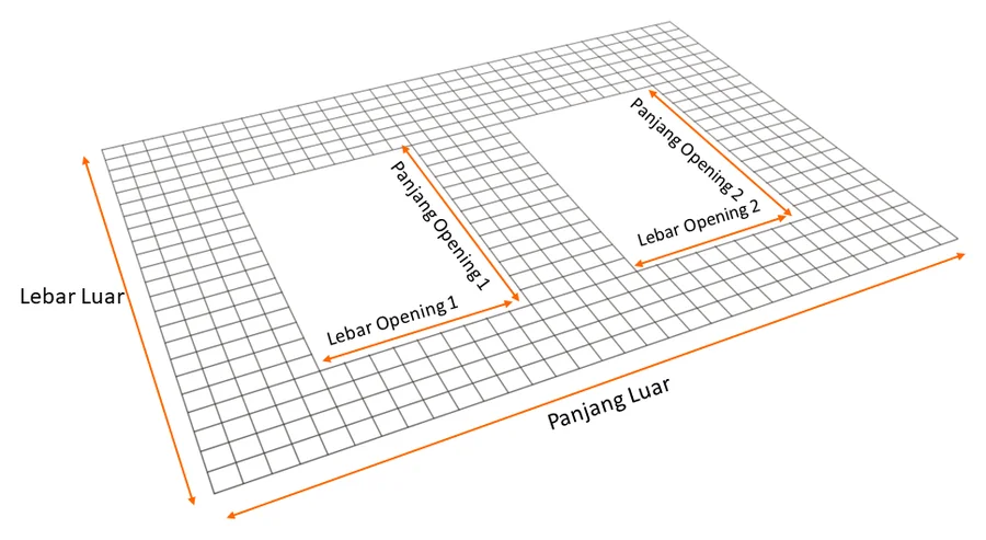 Contoh desain wiremesh custom Halarag dengan dua bukaan sesuai desain elemen beton