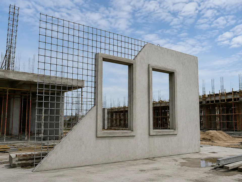 Panel facade beton pracetak dengan tulangan wiremesh custom